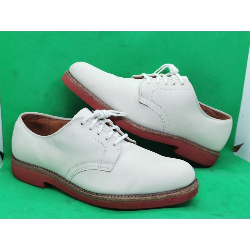 Vintage Serago Made In USA Men's White Bucks Blucher Cream Leather Shoes 8 D